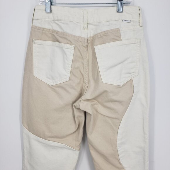 Pacsun Eco Paneled Mom Jeans 24 Womens Color Block Wave High Rise Cream Brown - Picture 6 of 10